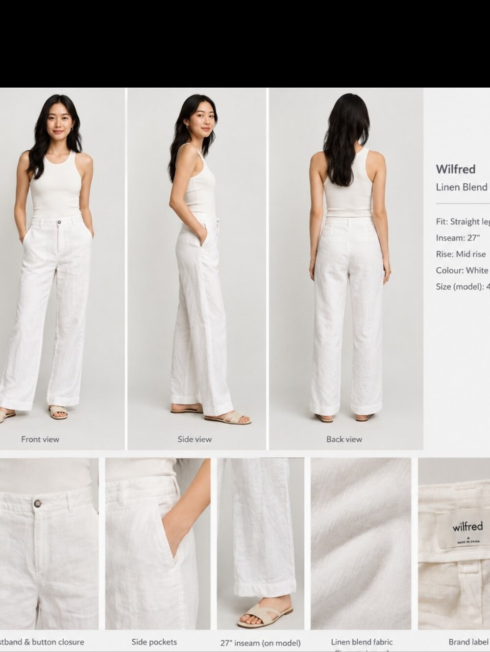 Wilfred | Aritzia Women's White Linen Blend Pants